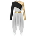 thumbnail image 4 of Alvivi Women Metallic Color Block Asymmetric Lyrical Dance Dress Praise Dance Tunic White L, 4 of 7