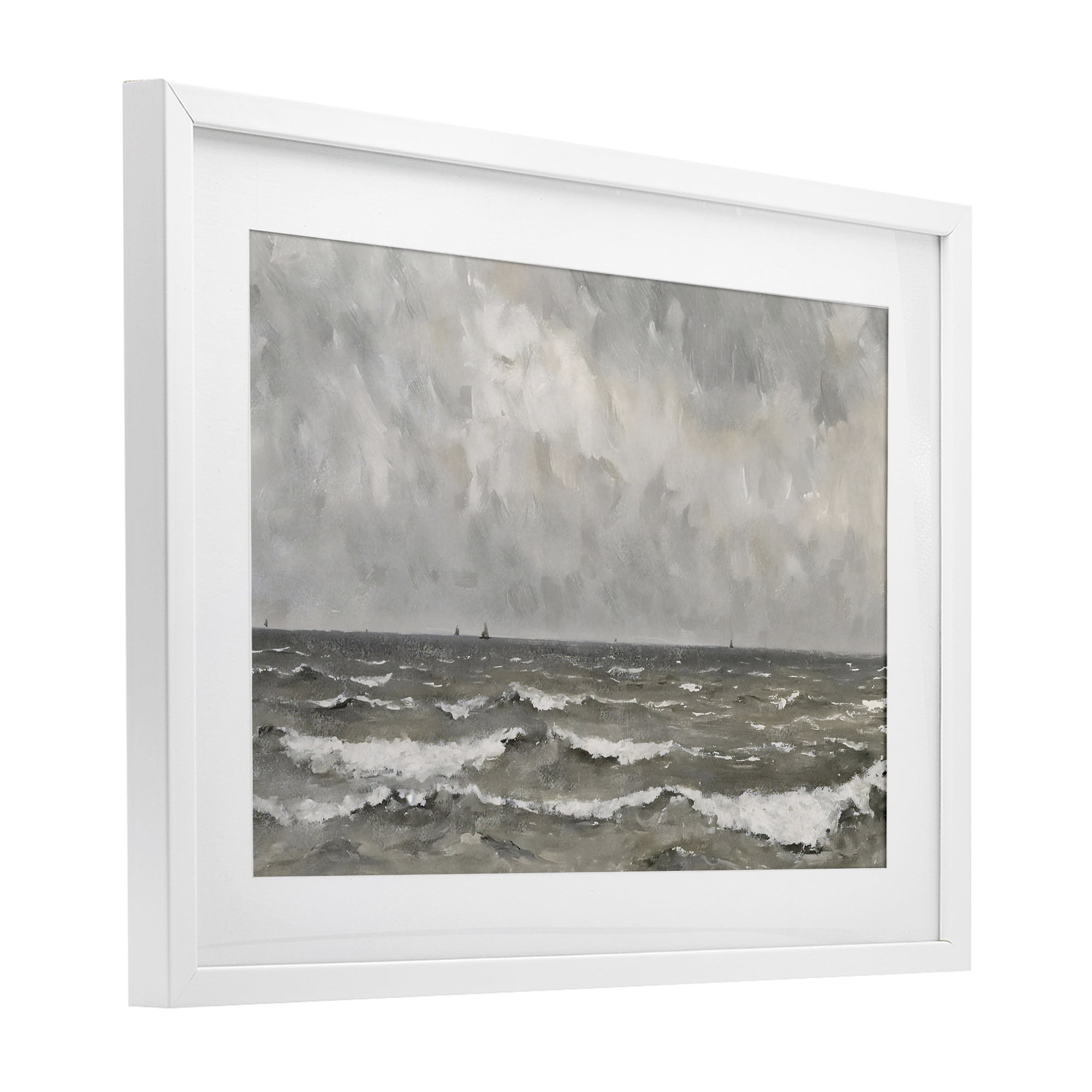 Stupell Industries Stormy Ripples at Sea White Framed Print Under Glass, design by Jacky Ngan