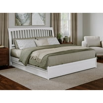 Roslyn King Wood Platform Bed with Panel Footboard and Twin XL Trundle in White