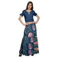 thumbnail image 1 of Moomaya Printed Rayon Cold Shoulder Crop Top And Skirt Ethnic Set For Women, 1 of 6