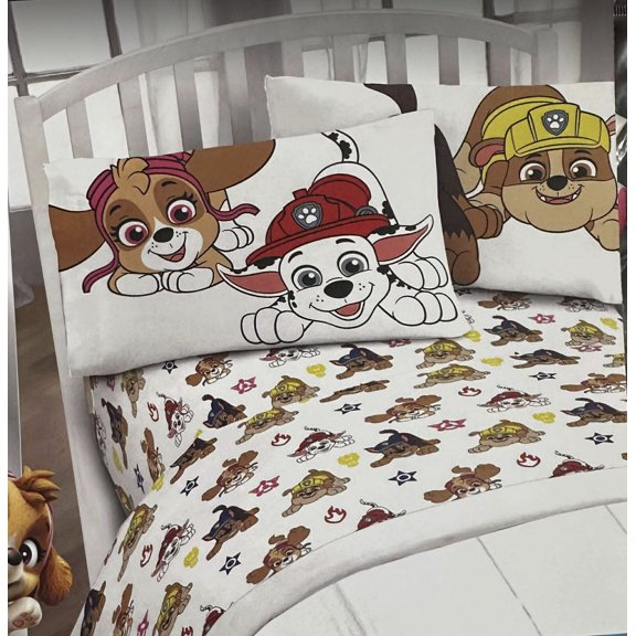 Paw Patrol Twin Size Sheet Set 3 Pieces Kids Set "Puppies Ready"