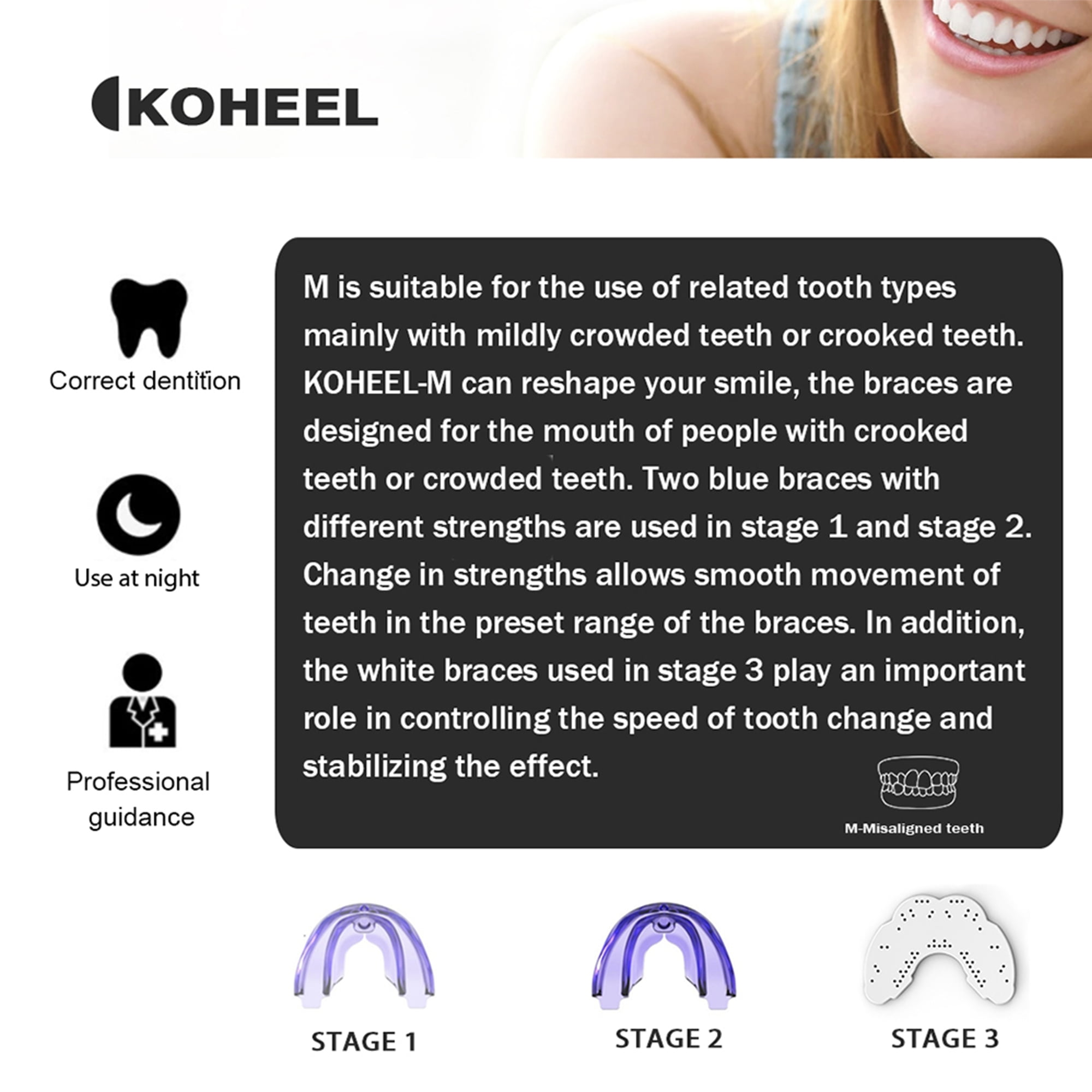 KOHEEL M Teeth Straightener for Crooked Teeth, Teeth Straightener Suitable for Adults and Teenagers