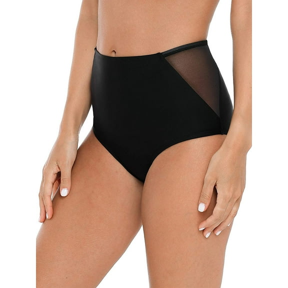 Women's Mesh Swimsuit Bottoms High Waisted Bikini Bottoms Cheeky Swim Briefs