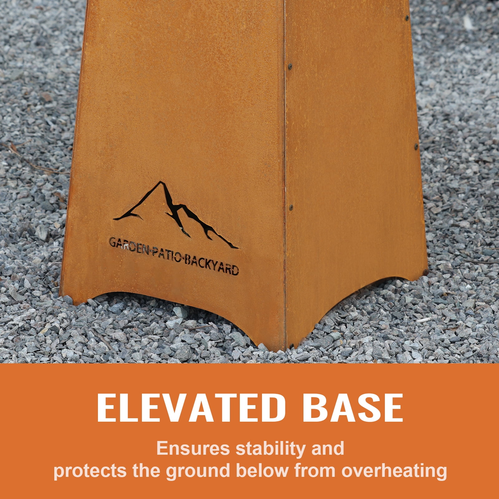 Aoodor 24" Rustic Corten Steel Fire Pit with 27" Stand, Rust Patina Finish, Detachable Wood-Burning Fire Bowl for Outdoor, Patio Decor