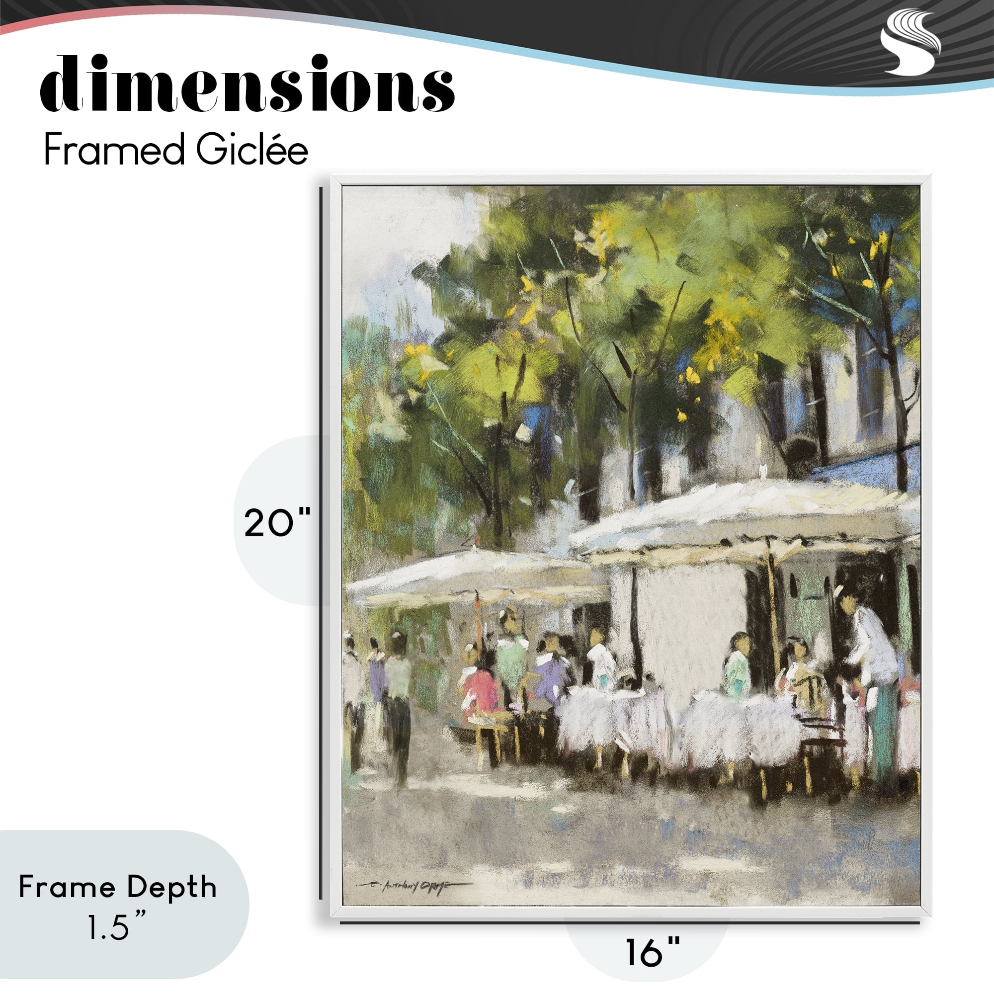Stupell Industries Sunny Street Cafe Dining White Framed Giclee Art, design by Anthony Orme