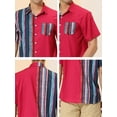thumbnail image 6 of Lars Amadeus Men's Summer Striped Patchwork Short Sleeves Hawaiian Shirt, 6 of 6