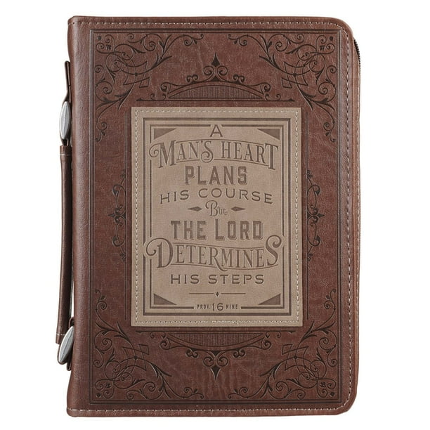 Classic Bible Cover Large Luxleather a Man's Heart - Prov 16:9 (Other