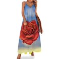 thumbnail image 1 of Vestido sin mangas de rosa meditativa, vestido de verano, vestido de noche para mujer coreano, 1 of 7