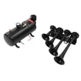 thumbnail image 2 of Kit de Bocina de aire Bling Bling trompetas cuádruples 1 galón 150PSI 12V Universal, 2 of 12