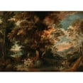thumbnail image 2 of David Vinckboons 24x19 Black Ornate Framed Double Matted Museum Art Print Titled: A Wooded Landscape with Travellers, 2 of 5