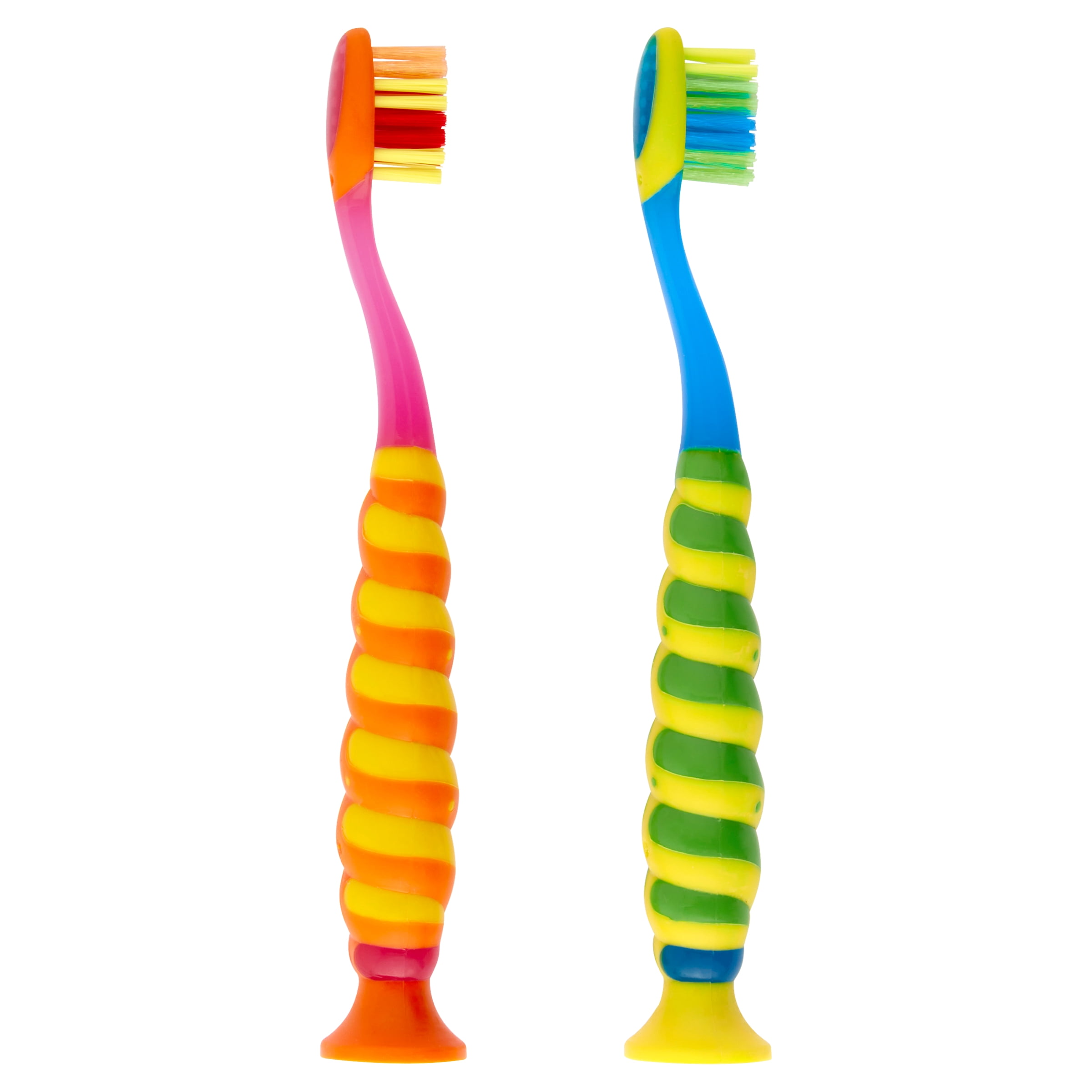 (4 pack) Equate Kids Toothbrush for Ages 3 to 6 with Suction Cup, Soft Bristles (2 Count)