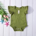 thumbnail image 2 of Infant Baby Girl Boy Fly Sleeve Romper Round Neck Solid Color Bodysuit, 2 of 5