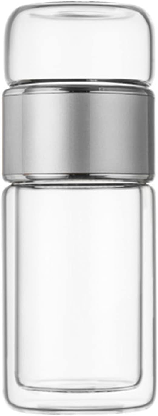 ABPETE Health Gear Tea Infuser Bottle 420ml - Leak-Proof Double Layer Stainless Steel & Glass Tea Bottle with Water Separation for Home, Office & Travel (Silver)