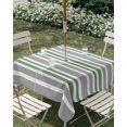 thumbnail image 3 of Square Outdoor Tablecloth with Umbrella Hole Sage Green Grey Striped Outside Table Cloth Waterproof Patio Table Cover Horizontal Lines Simple Minimalist Zipper Tablecloths for Picnic 60x60 Inch, 3 of 8