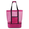 thumbnail image 2 of Malla Bolsa de playa con correas de hombro Netificación Tote Reutilizable Picnic Picnic Bolso Toy Toy Transportista Compras Suministros Organizador Rose Rojo Eigraketly OD011035-04B, 2 of 7