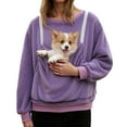 thumbnail image 1 of GPOECD Chandail à Col Rond Décontracté Uni avec Poche à Manches Longues Chandail Sans Capuche pour Animal Haut à Enfiler pour Usage Quotidien 02_Purple,L, 1 of 5