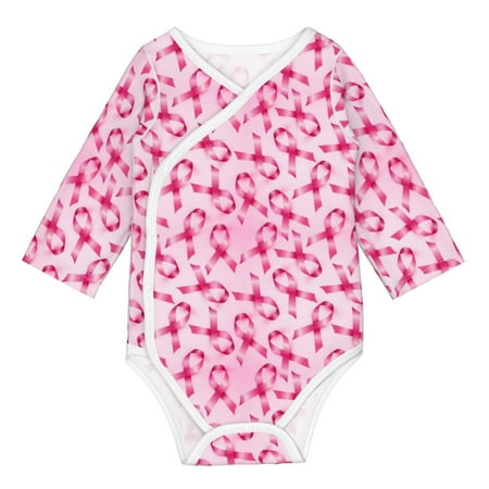 

Matuu Breast Cancer Ribbons Awareness for Baby Long-Sleeve Bodysuit Soft Cotton Comfortable and Breathable Perfect for Newborns and Infants