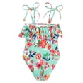 thumbnail image 3 of American Trends One Piece Swimsuits for Girls Quick Dry Baby Bathing Suit Bathing Suit for Toddler Girl Green Flowers 6-7 Years, 3 of 5