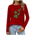 thumbnail image 4 of Xuyuer Women St. Patrick's Day Sweatshirts Shamrock Shirt Clover Printed Long Sleeve Irish Gift Casual Loose Fit Tops, 4 of 5