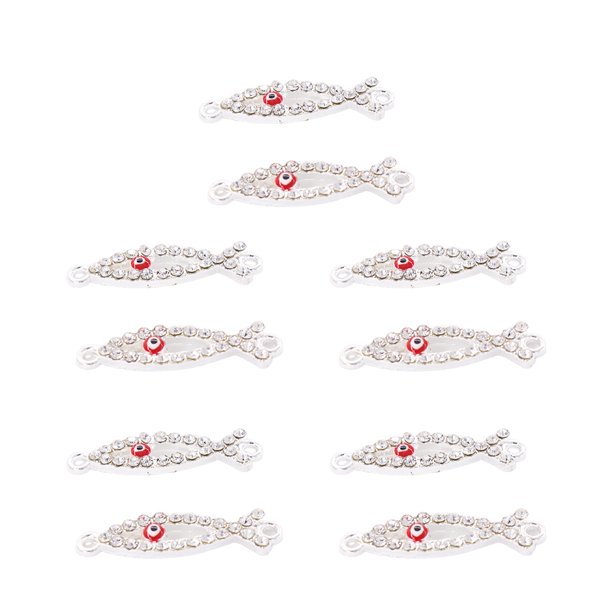 Sonducket Paquete de 10 conectores, joyería brillante hecha a mano Bohemia, conexión de colgantes en forma de pez para llavero de DIY Ropa, zapatos y accesorios Miscelánea Ojo rojo plateado Sonducket AP010925-03B
