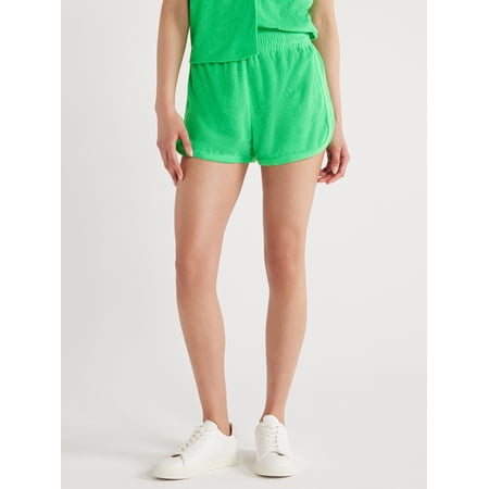 No Boundaries Hibiscus Terry Coverup Shorts, Women’s and Women’s Plus