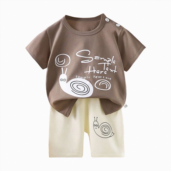 ZHANGDER Toddler Baby Boy Outfit Casual Outfit Short Sleeve T-Shirt Tops Shorts Set Summer Clothes, Gray 5-6 Years