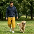 thumbnail image 3 of Men's Baggy Lounge Capri Pants Cotton Long Below Knee Stretchable Sweat Shorts Athletic Casual Straight Wide Legs Pants with Pockets Yellow M, 3 of 9