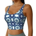thumbnail image 2 of Fotbe Vintage Blue Sujetador Deportivo Largo sin Aros para Mujer con Almohadillas y Soporte Medio, Transpirable y Absorbente, Camiseta Tipo Chaleco o Tank Top-Small, 2 of 8