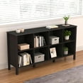 thumbnail image 5 of 8-Cube Bookcase, Farmhouse Wooden Bookshelf Low Storage Organizer, 59" Horizontal White Console with Legs, Hallway Book Case for Entryway, Display Cabinet for Living Room (Black, 8-Cube), 5 of 18