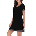 thumbnail image 3 of Jxximdong Nightgowns for Women Summer Casual Cozy Round Neck Loose Short Sleeved Multicolor Nightdress Black Loungewear L, 3 of 5
