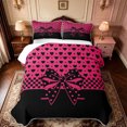 thumbnail image 2 of Manfei 3D Cartoon Bowknot Print Twin Quilt Set,Romantic Heart Pattern Twin Coverlet Set,3 Pieces,1 Bedspread and 1 Pillowcase, 2 of 7