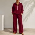 thumbnail image 2 of Hoodie Womens Dqueduo Women's Fall Winter Lapel Long Sleeve Patch Pocket Hoodie And Wide Leg Pants Suit, Sizes S-XXL, 2 of 8