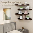 thumbnail image 5 of 4 Tier Floating Corner Shelves Set of 4, Rustic Pine Wooden Floating Corner Wall Shelf for Wall Décor Storage, L Shaped Corner Shelf Wall Mount for Bedroom, Living Room, Bathroom, Kitchen, Red Brown., 5 of 11