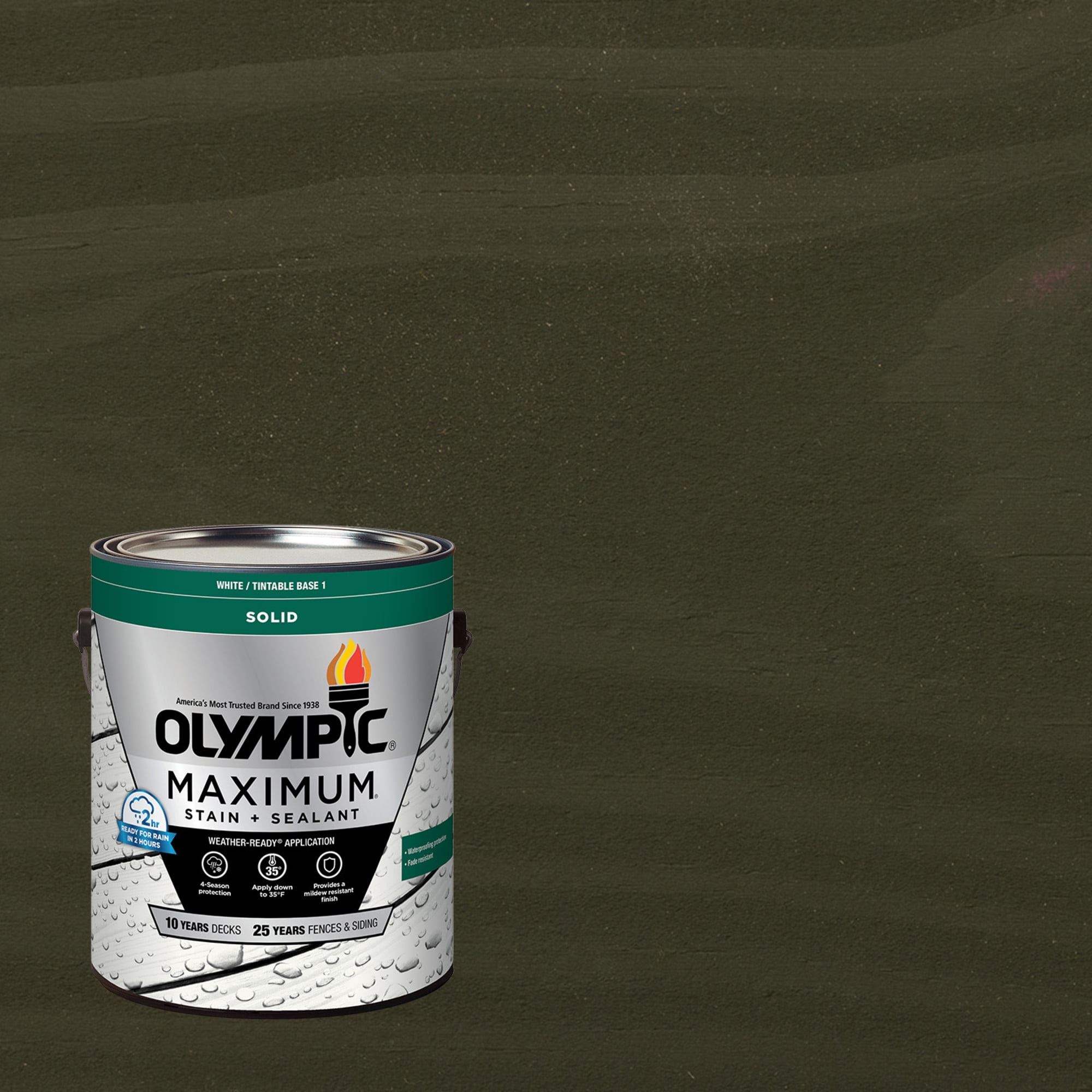 (2 pack) Olympic Maximum 1 Gallon SC-1042 Licorice Solid Color Exterior Stain and Sealer in One