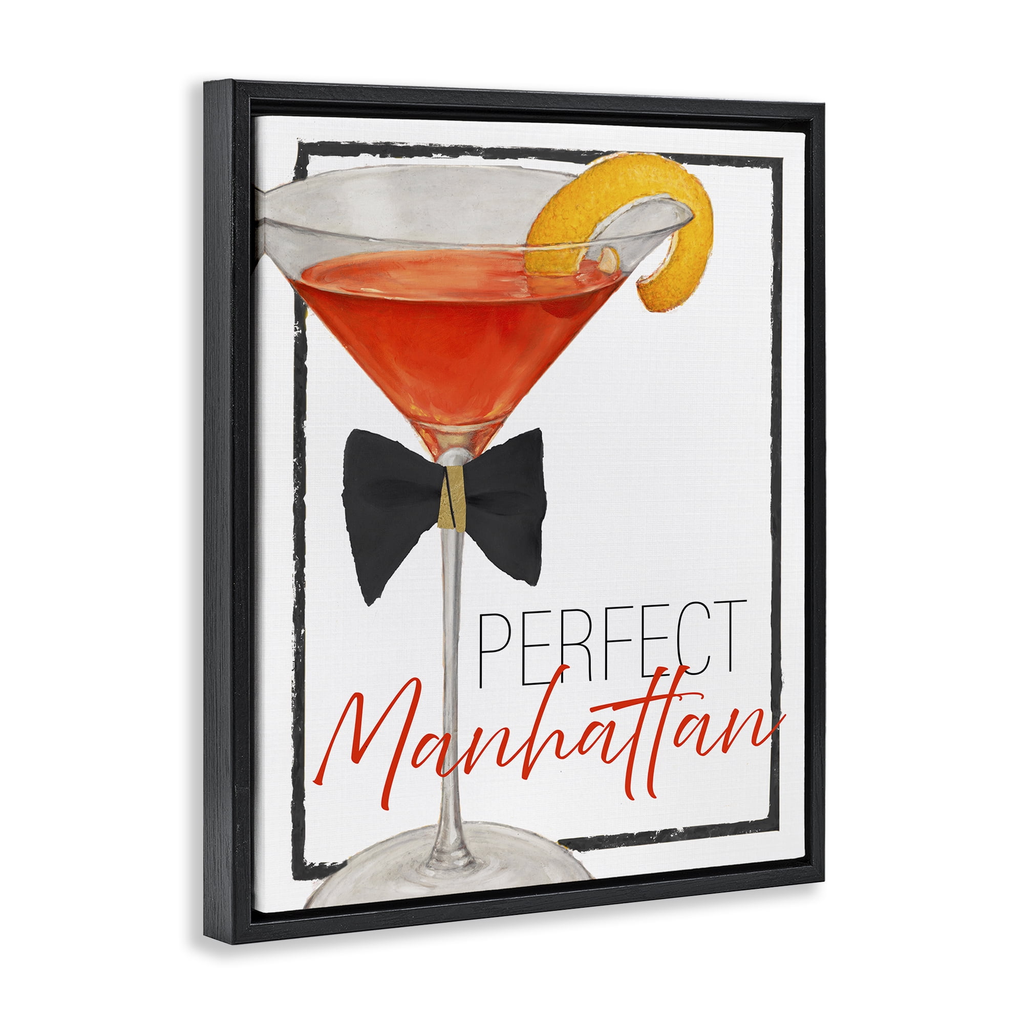 Stupell Industries Perfect Manhattan Cocktail Black Framed Floater Canvas Wall Art, design by Lorenzo Collective