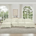 thumbnail image 3 of 138" Oversized Modular Sectional Sofa, U-Shaped Cloud Couch with Removable Ruffles Pleats Skirts and Movable Ottomans, 6 Seater Chenille Sleeper Couch Set, Beige, 3 of 9