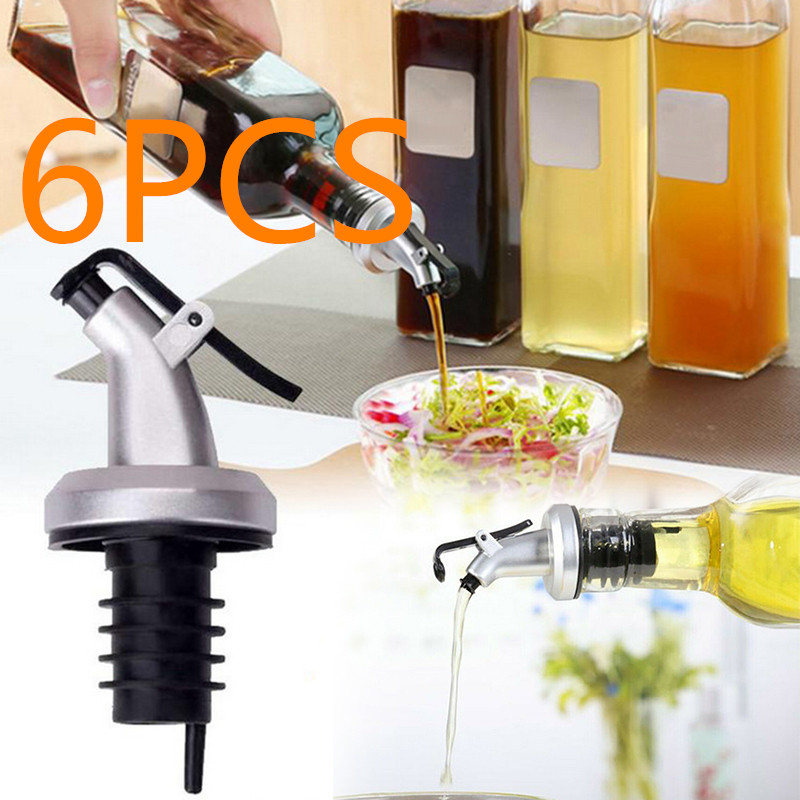6 PREMIUM STAINLESS OLIVE OIL Pour Spouts Liquor Pourers Weighted Flip