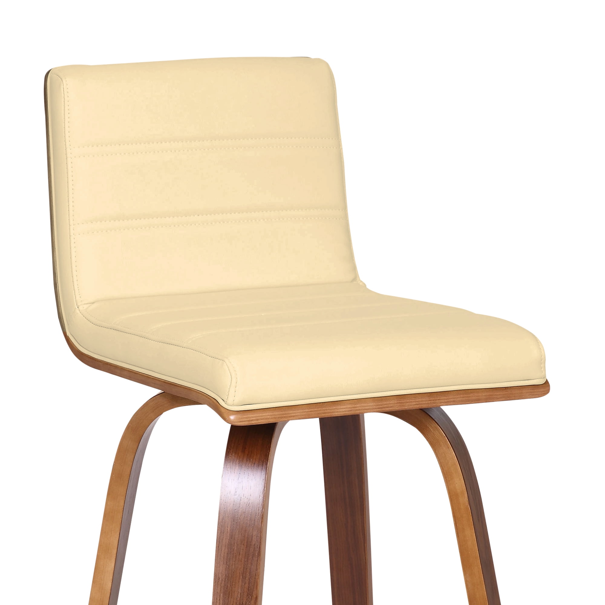 Vienna 26" Swivel Counter Stool in Walnut Wood Finish with Cream Faux Leather