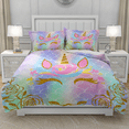 thumbnail image 2 of TeasBank 3D Printed Unicorn Comforter Cover Set Rose Gold Flowers Twin Duvet Cover Set Teens Adult Bedding Colorful Room Decor 1 Quilt Cover with 2 Pillow Cases(No Comforter), 2 of 4