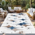 thumbnail image 2 of Blue Brown Diamond Outdoor Rug 5x8 Ft - Reversible Patio Rug Outdoor Camping Rugs, Modern Geometric Middle Century Washable Indoor Outdoor Area Rugs, Non-Slip Outdoor Carpet Runner for Deck/Porch, 2 of 8