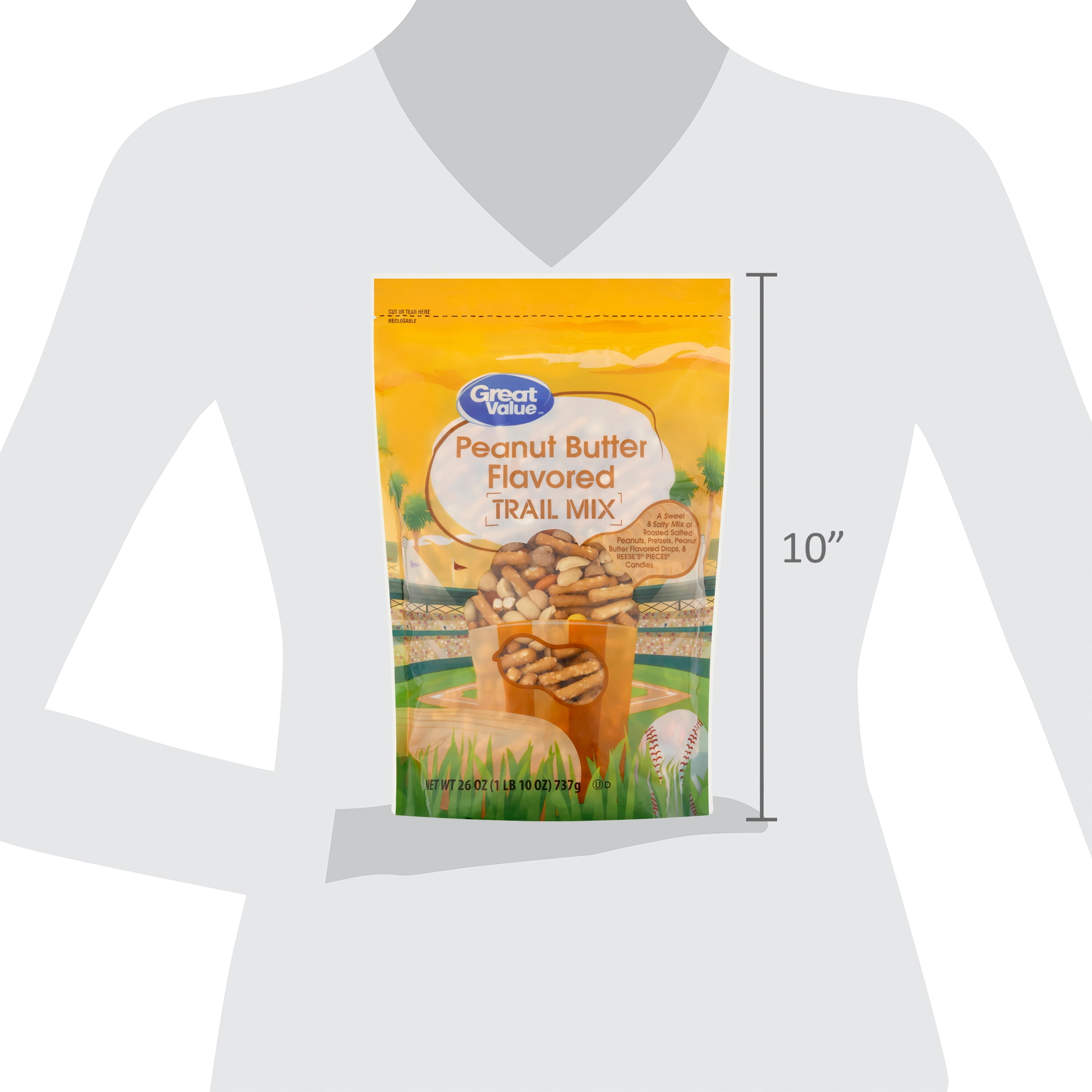 Great Value Peanut Butter Flavored Trail Mix Made with Reese's Pieces, 26 oz