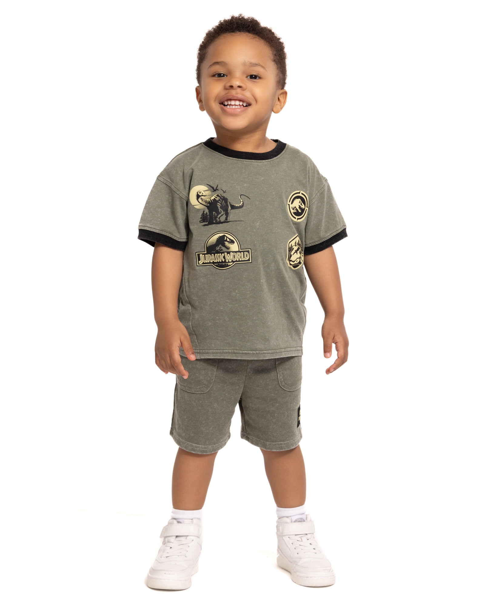 Jurassic World Toddler Boys Short Sleeve Graphic Tee and Matching Shorts Outfit Set, 2-Piece, Sizes 12M-5T