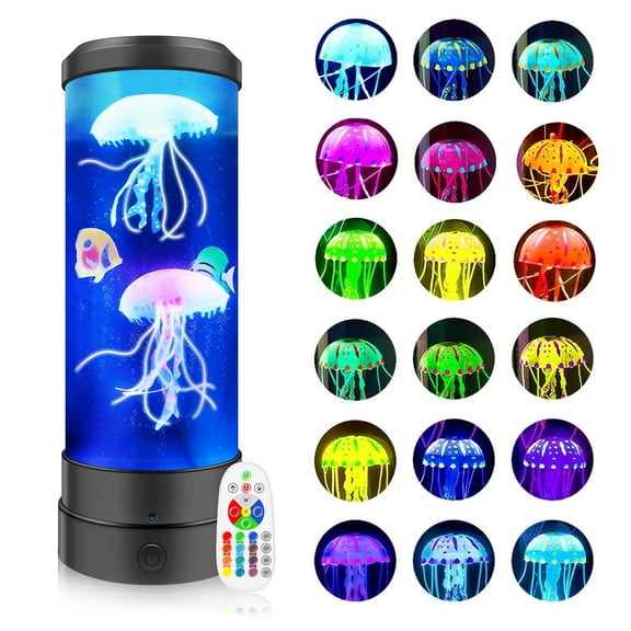 Jellyfish Lamp, 17 Colors Changing Table Lamp with Remote Control, USB Powered Jelly Fish Light, 4 Lighting Modes Christmas Halloween Gifts for Teen