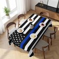 thumbnail image 3 of Blue American Flag Table Cloth Waterproof Tablecloths, Black White Striped US Flag Stars Tablecloth Dining Table Cover for Kitchen Party Tabletop Outdoor, Rectangle Tablecloth 54x108 Inch, 3 of 9