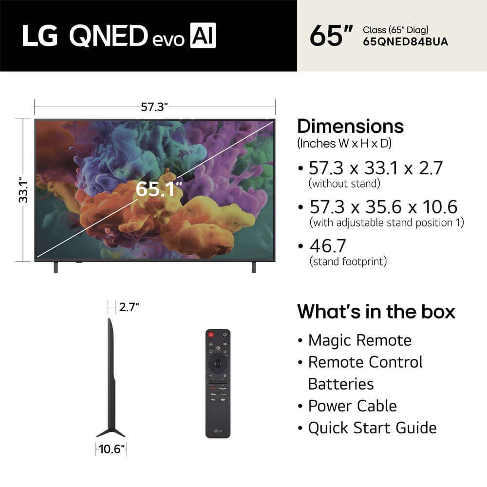 LG 65" QNED84B Mini-LED 4K Smart TV photo 3