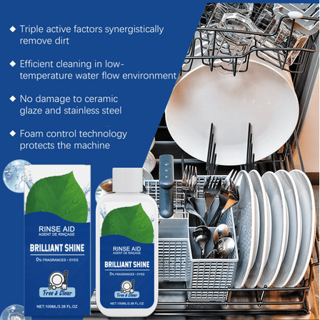 Dishwasher Rinse Aid, Dishwasher Detergent Cleaner – 100ml/3.38fl Oz Dishwashing Detergent Liquid, Brilliant Shine For Tableware & Stainless Steel​