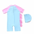 thumbnail image 2 of HAWEE Swimsuit for Girls One Piece Swimwear Unicorn Bathing Suit Short Sleeve Rash Guard Swimwear Zip with Hat, 2 of 5