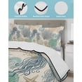 thumbnail image 4 of Quilts Twin-XL Size Bedding Set, Nautical Coastaal Lightweight Quilted Comforter, Ocean Jellyfish Coral Seashells Conch Beige Soft Bedspread Coverlet with Pillow Covers for All Season, 68" x 98", 4 of 7