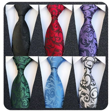 Adulove Men's Necktie Classic Silk Tie Woven Jacquard Neck Ties 6 PCS