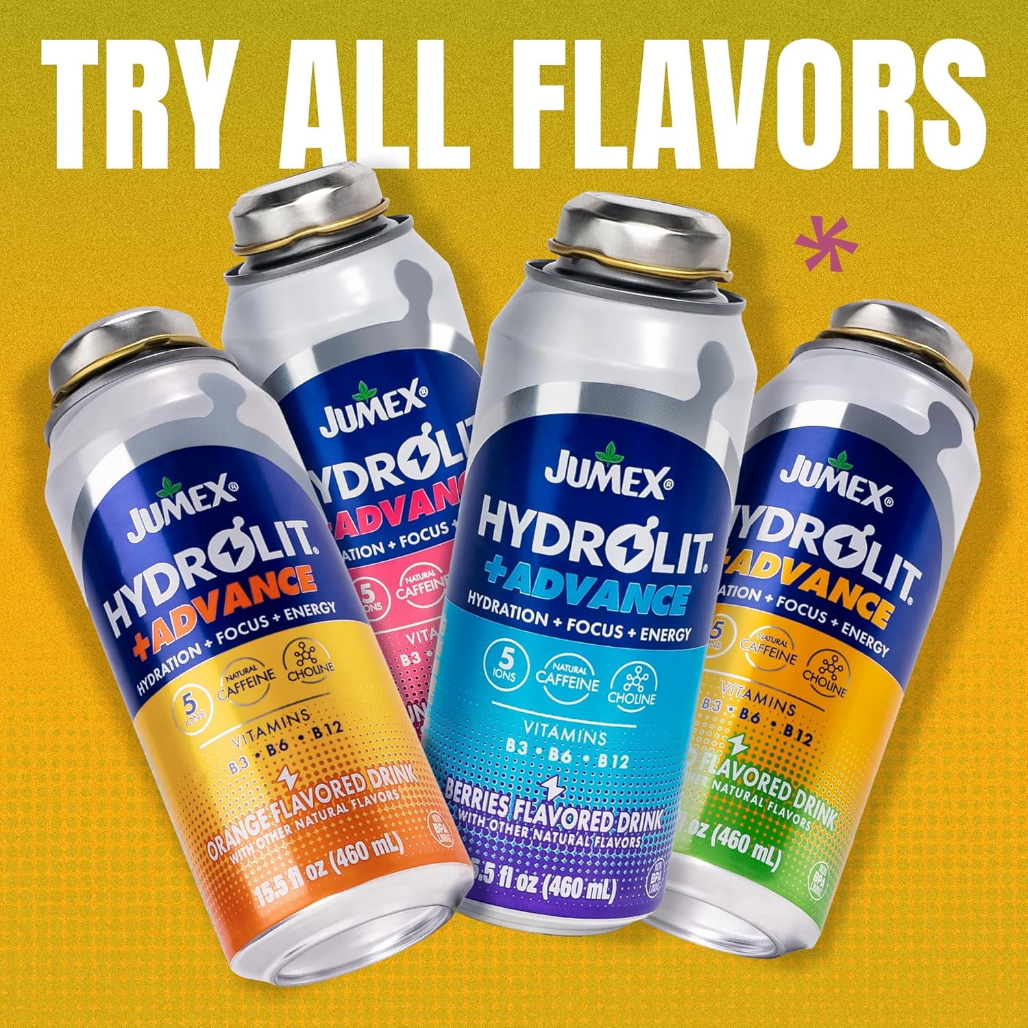 (12 pack) Jumex Hydrolit+Advance Mango Energy & Hydration Drink, 15.5 fl oz